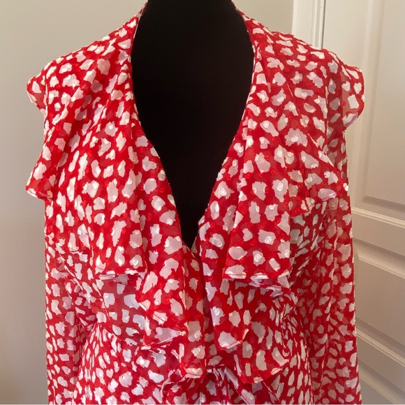 🆕 Free People Wrap Dress Sz L (Red and White) - Picture 2 of 10